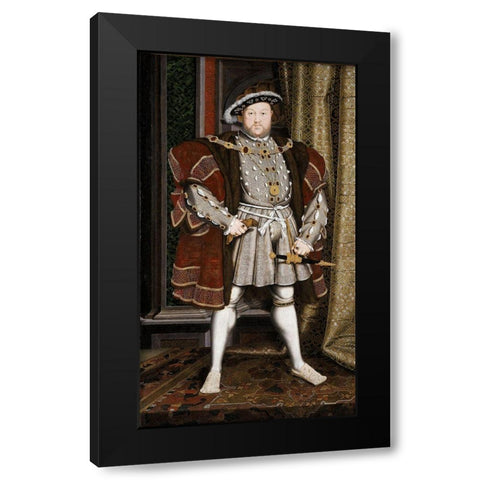 Portrait of Henry VIII Black Modern Wood Framed Art Print by Unknown