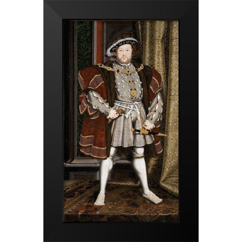 Portrait of Henry VIII Black Modern Wood Framed Art Print by Unknown