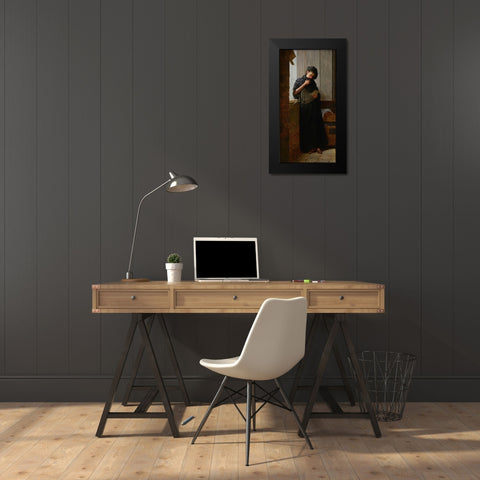 Longing at Saudade Black Modern Wood Framed Art Print by de Almeida Junior, Jose Ferraz