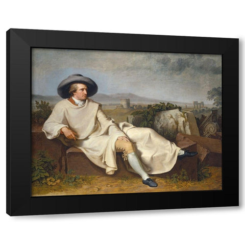 Goethe in the Roman Campagna Black Modern Wood Framed Art Print by Tischbein, Johann Heinrich Wilhelm