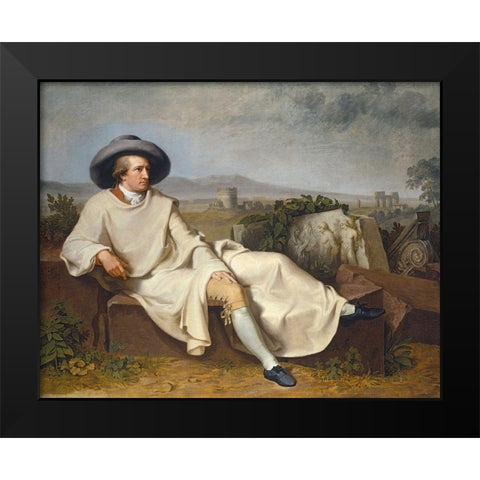 Goethe in the Roman Campagna Black Modern Wood Framed Art Print by Tischbein, Johann Heinrich Wilhelm