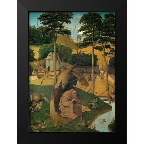 The Temptation of St Anthony Black Modern Wood Framed Art Print by Bosch, Hieronymus