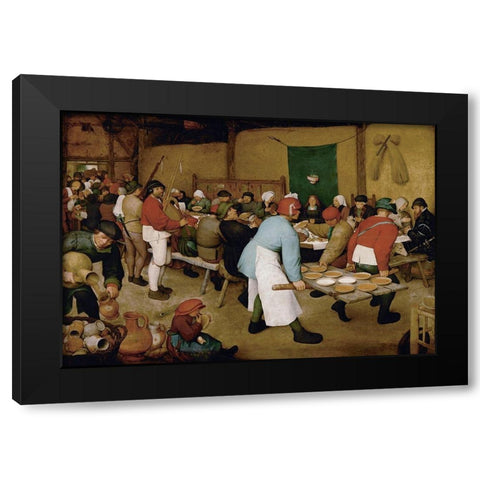 The Peasant Wedding Black Modern Wood Framed Art Print with Double Matting by Bruegel the Elder, Pieter