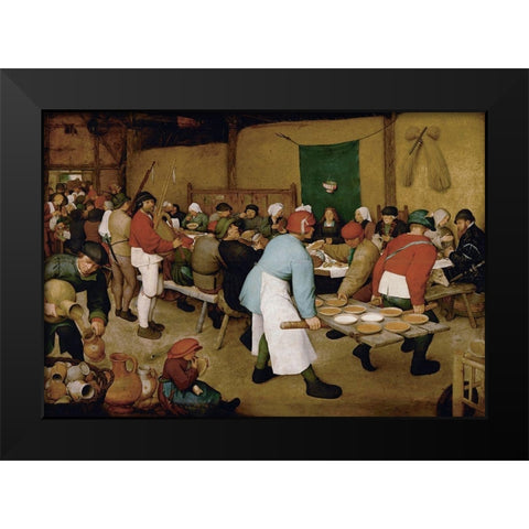 The Peasant Wedding Black Modern Wood Framed Art Print by Bruegel the Elder, Pieter