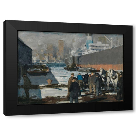 Men of the Docks Black Modern Wood Framed Art Print by Bellows, George