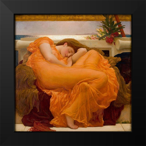 Flaming June Black Modern Wood Framed Art Print by Leighton, Frederic
