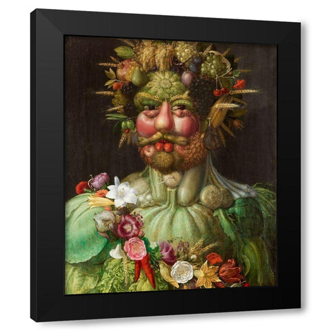 Vertumnus Black Modern Wood Framed Art Print with Double Matting by Arcimboldo, Giuseppe