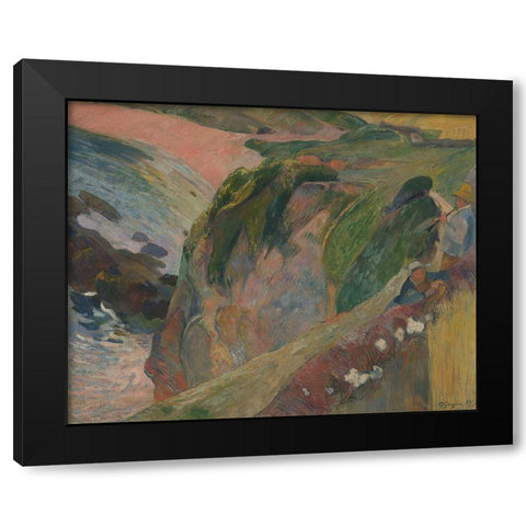 The Flageolet Player on the Cliff Black Modern Wood Framed Art Print with Double Matting by Gauguin, Paul