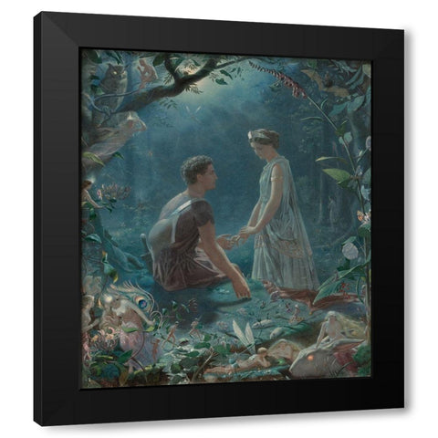 Hermia and Lysander Black Modern Wood Framed Art Print with Double Matting by Simmons, John