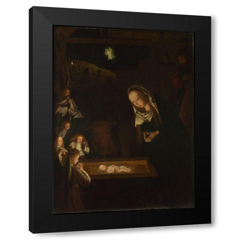 Nativity at Night Black Modern Wood Framed Art Print with Double Matting by tot Sint Jans, Geertgen