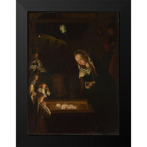Nativity at Night Black Modern Wood Framed Art Print by tot Sint Jans, Geertgen