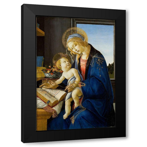 Madonna of the Book Black Modern Wood Framed Art Print with Double Matting by Botticelli, Sandro