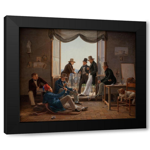 A Group of Danish Artists in Rome Black Modern Wood Framed Art Print by Hansen, Constantin