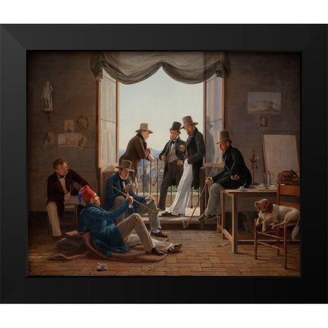 A Group of Danish Artists in Rome Black Modern Wood Framed Art Print by Hansen, Constantin