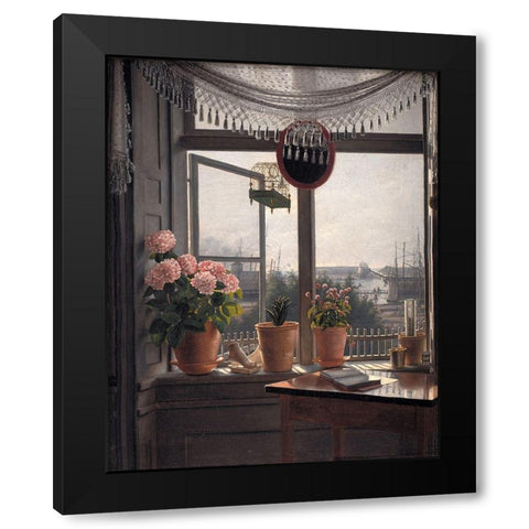 View from the Artists Window Black Modern Wood Framed Art Print by Rorbye, Martinus