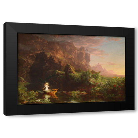 The Voyage of Life Childhood Black Modern Wood Framed Art Print with Double Matting by Cole, Thomas