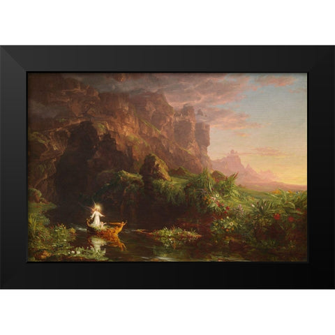 The Voyage of Life Childhood Black Modern Wood Framed Art Print by Cole, Thomas