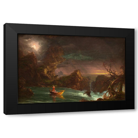 The Voyage of Life Manhood Black Modern Wood Framed Art Print by Cole, Thomas