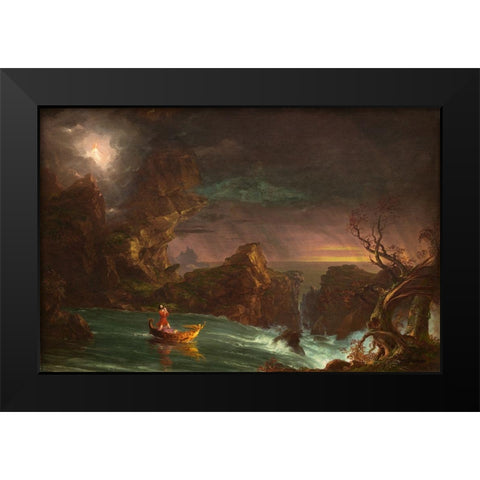 The Voyage of Life Manhood Black Modern Wood Framed Art Print by Cole, Thomas