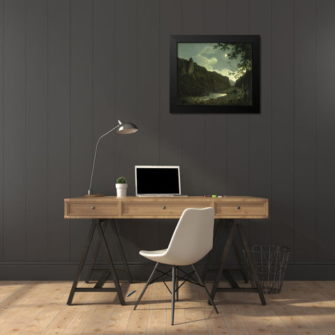 Dovedale by Moonlight Black Modern Wood Framed Art Print by Wright, Joseph