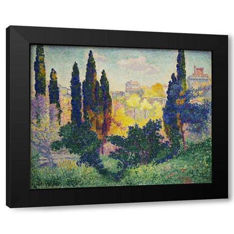 Cypresses at Cagnes Black Modern Wood Framed Art Print by Cross, Henri-Edmond
