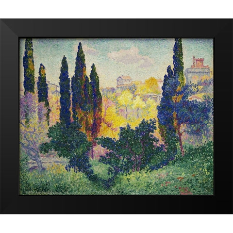 Cypresses at Cagnes Black Modern Wood Framed Art Print by Cross, Henri-Edmond