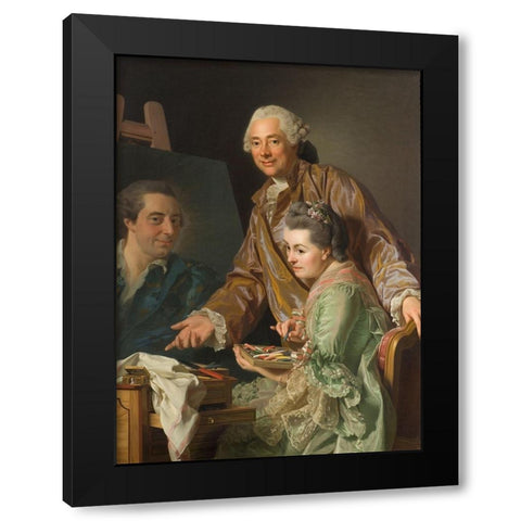Self-portrait with his wife, Marie-Suzanne Giroust, painting Henrik Wilhelm Peill Black Modern Wood Framed Art Print by Roslin, Alexander