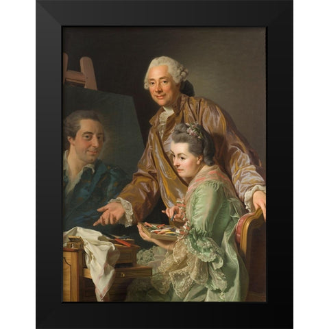 Self-portrait with his wife, Marie-Suzanne Giroust, painting Henrik Wilhelm Peill Black Modern Wood Framed Art Print by Roslin, Alexander