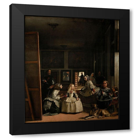 Las Meninas Black Modern Wood Framed Art Print with Double Matting by Valazquez, Diego