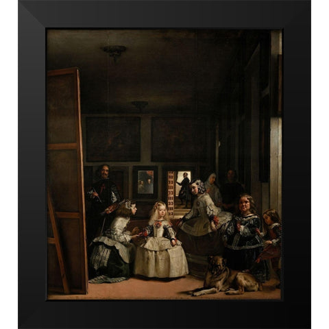 Las Meninas Black Modern Wood Framed Art Print by Valazquez, Diego