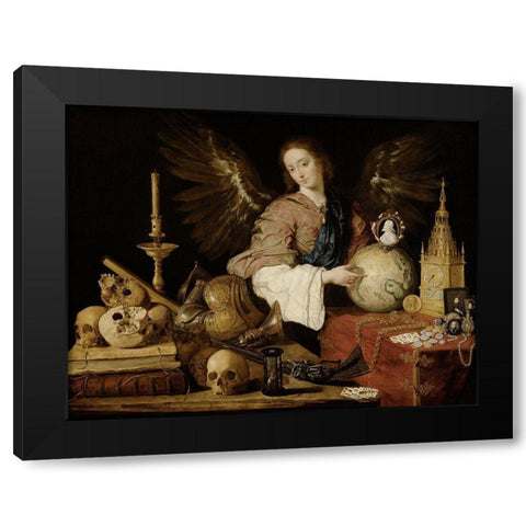 Allegory ofÂ Vanity Black Modern Wood Framed Art Print with Double Matting by de Pereda, Antonio