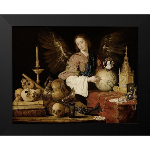 Allegory ofÂ Vanity Black Modern Wood Framed Art Print by de Pereda, Antonio