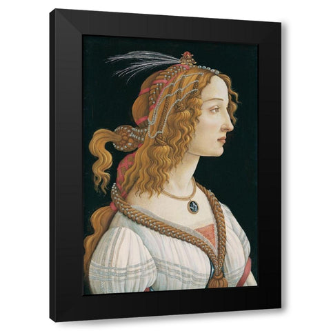 Portrait of a Young Woman Black Modern Wood Framed Art Print by Botticelli, Sandro