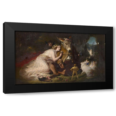 Scene from A Midsummer Nights Dream Black Modern Wood Framed Art Print by Landseer, Edwin