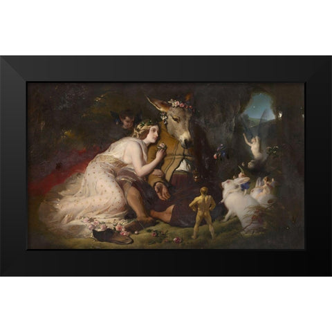 Scene from A Midsummer Nights Dream Black Modern Wood Framed Art Print by Landseer, Edwin