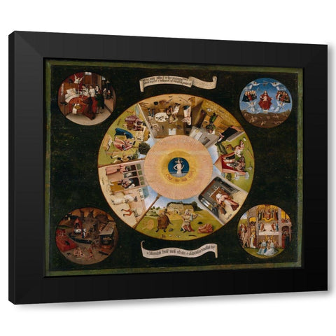 The Seven Deadly Sins and the Four Last Things Black Modern Wood Framed Art Print by Bosch, Hieronymus