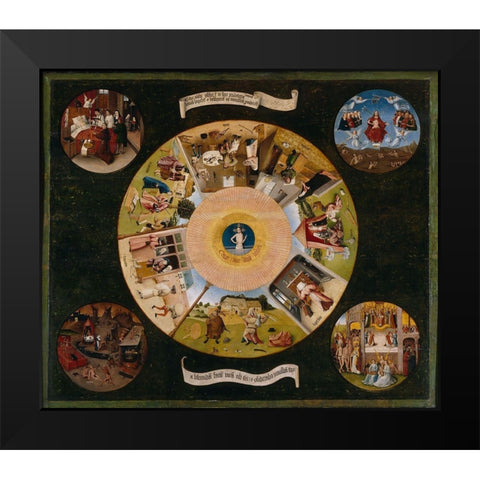 The Seven Deadly Sins and the Four Last Things Black Modern Wood Framed Art Print by Bosch, Hieronymus