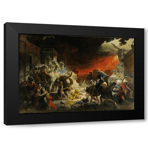 The Last Day of Pompeii Black Modern Wood Framed Art Print with Double Matting by Bryullov, Karl