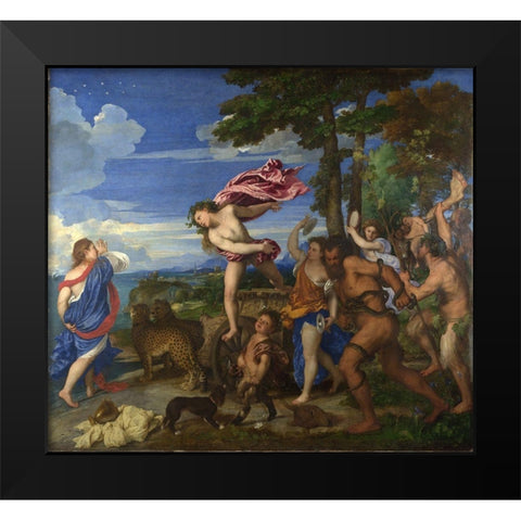 Bacchus and Ariadne Black Modern Wood Framed Art Print by Titian