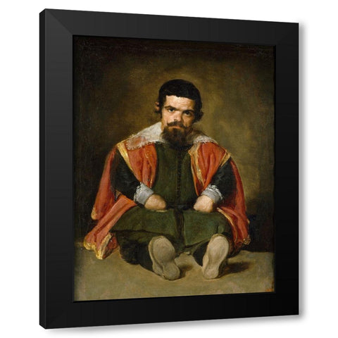 Portrait of Sebastian de Morra Black Modern Wood Framed Art Print with Double Matting by Valazquez, Diego