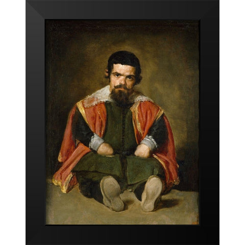 Portrait of Sebastian de Morra Black Modern Wood Framed Art Print by Valazquez, Diego