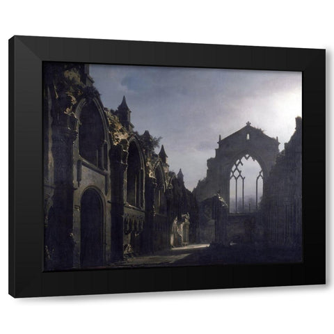 The Ruins of Holyrood Chapel Black Modern Wood Framed Art Print by Daguerre, Louis