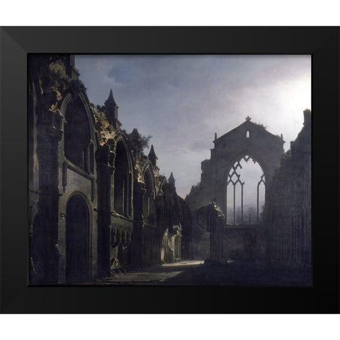 The Ruins of Holyrood Chapel Black Modern Wood Framed Art Print by Daguerre, Louis