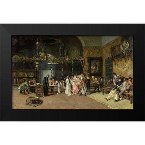 The Spanish Wedding Black Modern Wood Framed Art Print by Fortuny, Maria