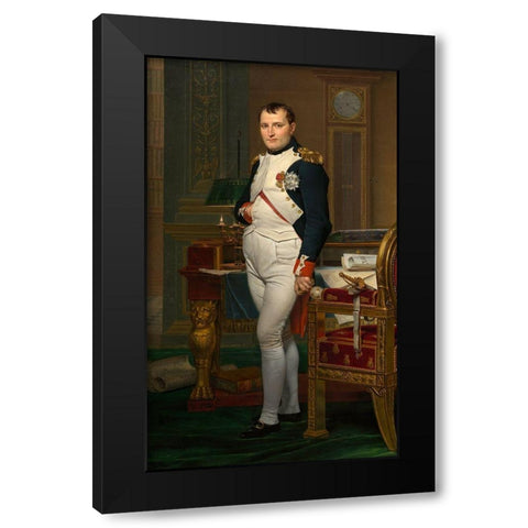 The Emperor Napoleon in His Study at the Tuileries Black Modern Wood Framed Art Print by David, Jacques-Louis