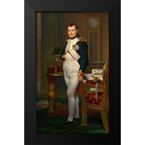 The Emperor Napoleon in His Study at the Tuileries Black Modern Wood Framed Art Print by David, Jacques-Louis