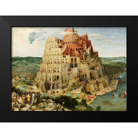 The Tower of Babel Black Modern Wood Framed Art Print by Bruegel the Elder, Pieter