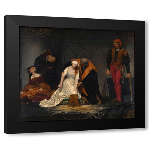The Execution of Lady Jane Grey Black Modern Wood Framed Art Print by Delaroche, Paul