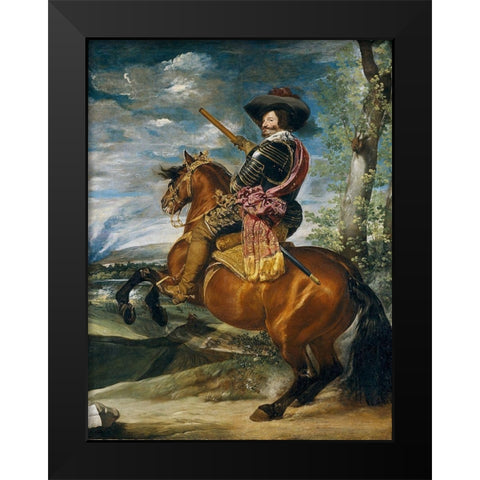 Equestrian Portrait of the Count-Duke of Olivares Black Modern Wood Framed Art Print by Valazquez, Diego