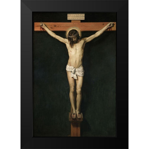 Christ Crucified Black Modern Wood Framed Art Print by Valazquez, Diego